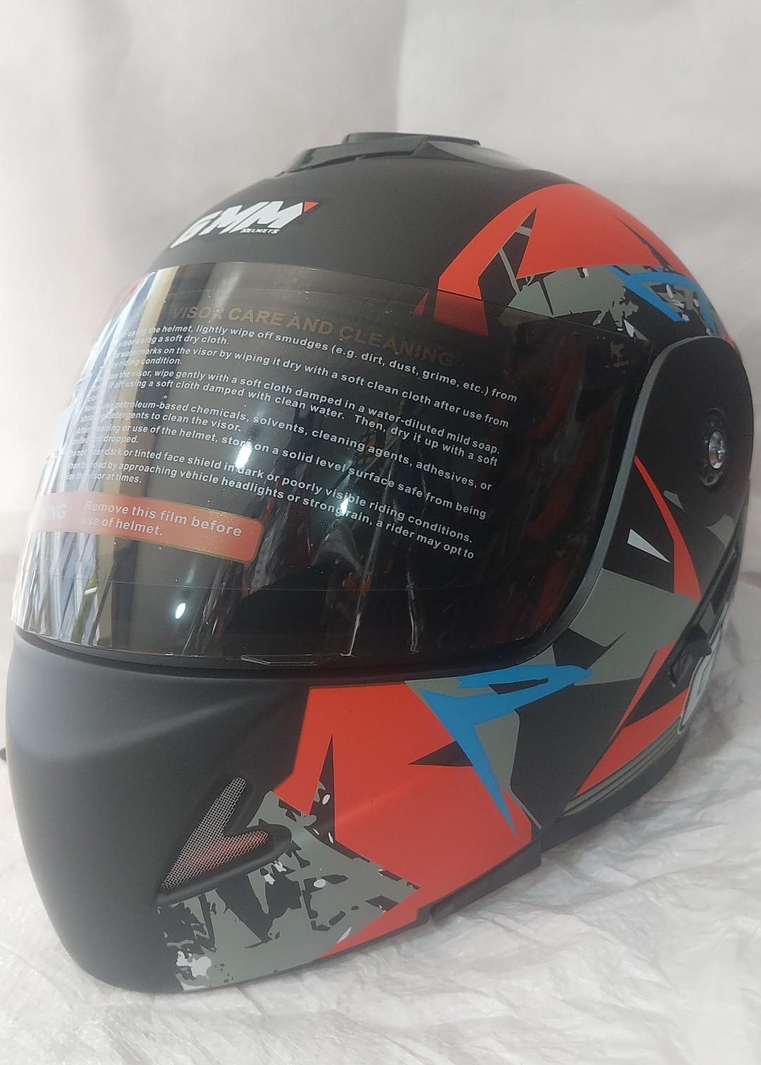 Casco Abatible Rojo/Celeste "L"