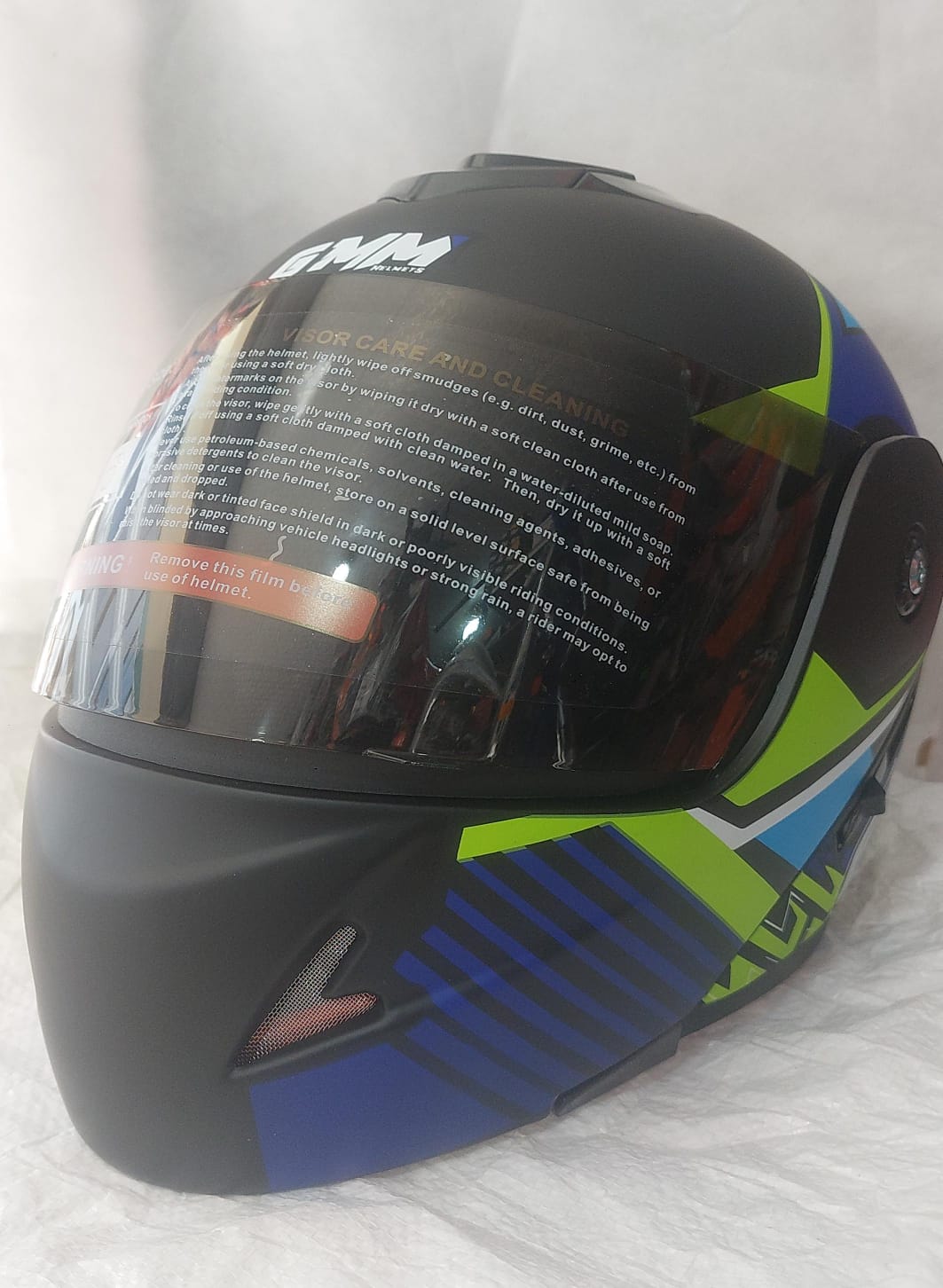 Casco Abatible Azul/Verde "L"